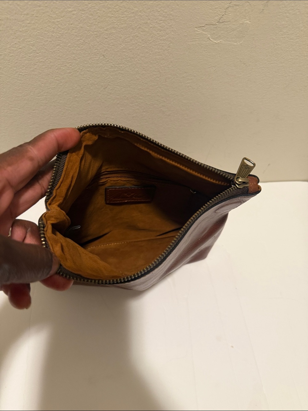 Patricia Nash Brown Leather Fold-Over Wristlet Clutch Pouch - Picture 5 of 8